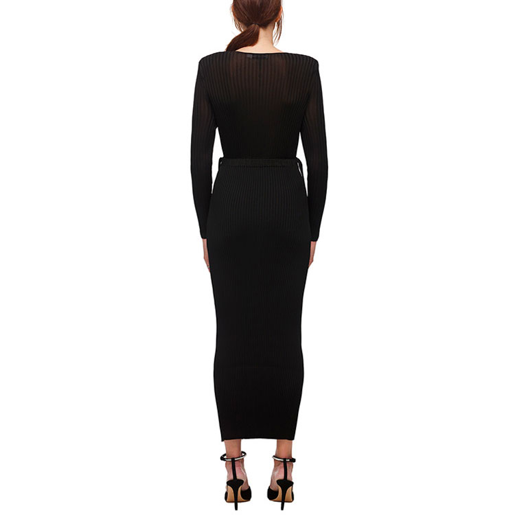 Self-Portrait FW21 Black Knitted Side Slit Long Sleeve Midi Dress. SWF322M06200 圖 6
