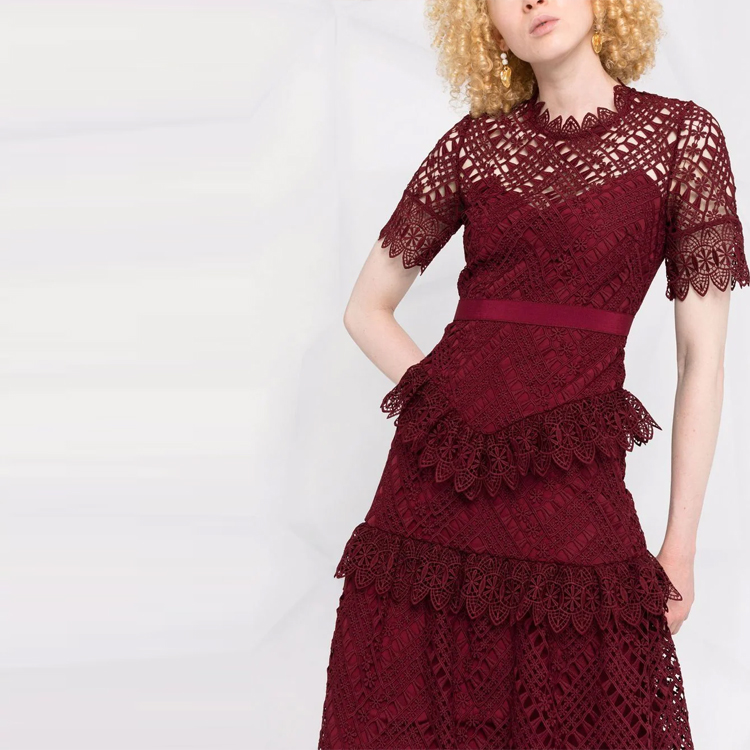 Self-Portrait FW21 Midi Dress with Cut-Out Details in Red. PF21931 圖 6