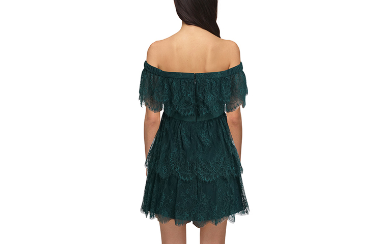 Self-Portrait FW21 Off-Shoulder Lace A-Line Dress in Deep Green SWF323Y03300 圖 3