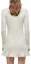 Shop Self-Portrait FW21 White Metallic Knit Long-Sleeve Dress with Bow Tie Detail AW21143K