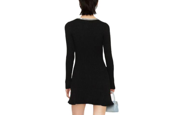 Self-Portrait FW22 Black Knit Long-Sleeve Cheongsam Dress. AW22124BBLACK 圖 3