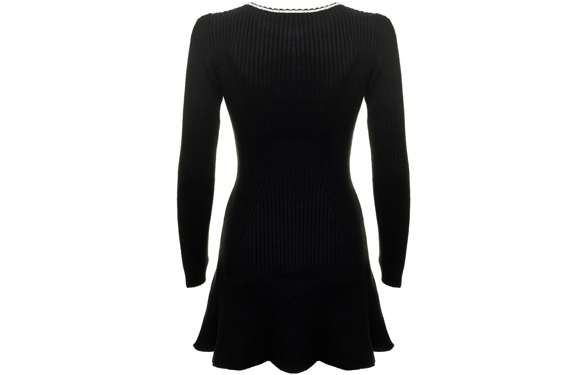 Self-Portrait FW22 Black Knit Long-Sleeve Cheongsam Dress. AW22124BBLACK 圖 5