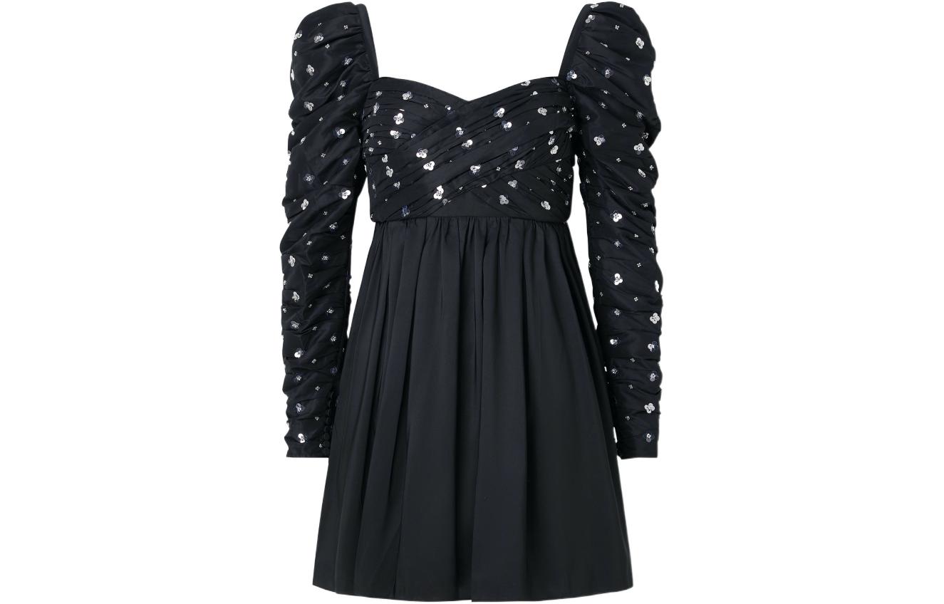 Self-Portrait FW22 Black Sequin Long Sleeve Mini Dress JVM1635504655174