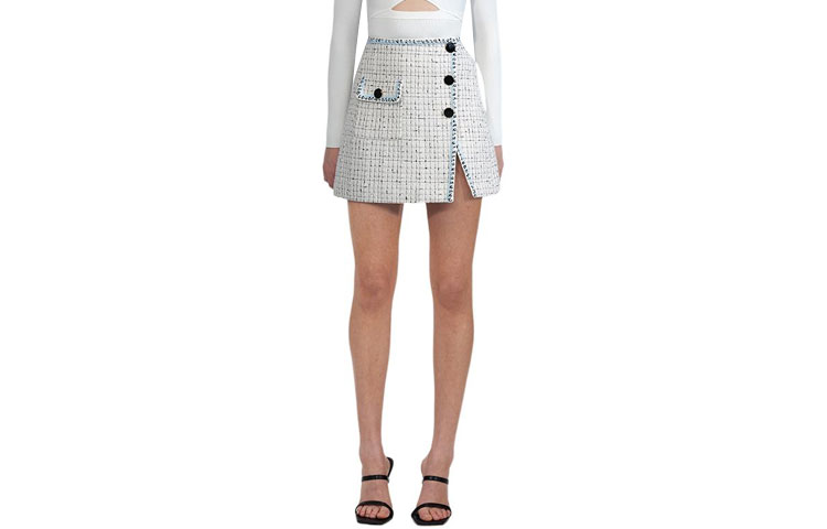 Order Falda Mini Abotonada a Cuadros FW22 Self-Portrait Blanca. SWF333Q00600