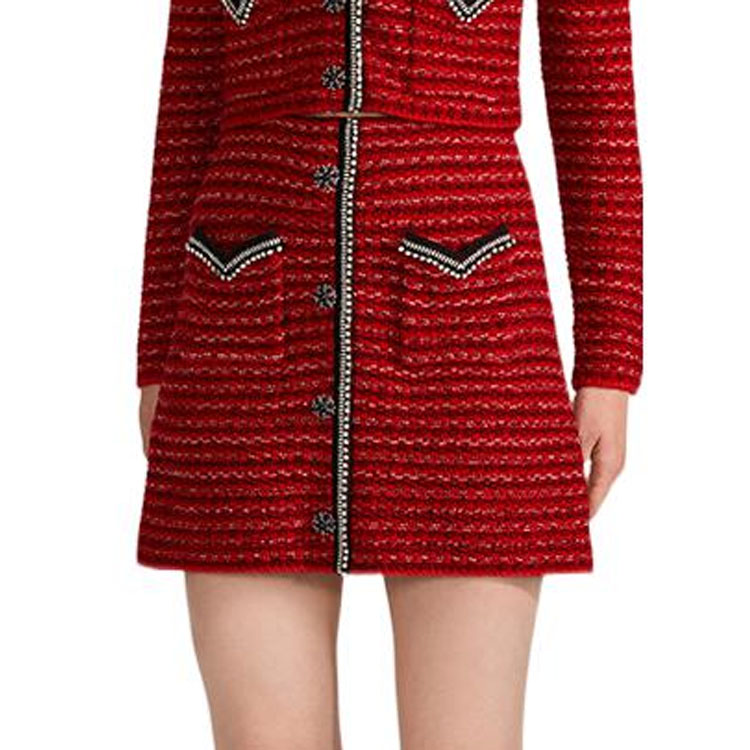 Purchase 셀프 포트레이트 FW22 컨트라스트 트림 포켓 A라인 미니 스커트 레드 SWF334M09400