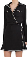 Self-Portrait FW22 Contrast Trim Ribbed Knit Mini Blazer Long Sleeve Dress Black PF22079A Self-Portrait FW22 Contrast Trim Ribbed Knit Mini Blazer Long Sleeve Dress Black PF22079A