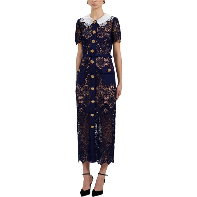 Self-Portrait FW22 Navy Contrast Collar Embroidered Short Sleeve Fairy Dress PF22-036B 圖 3