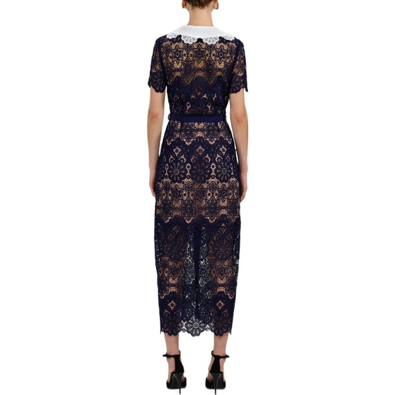 Self-Portrait FW22 Navy Contrast Collar Embroidered Short Sleeve Fairy Dress PF22-036B 圖 4