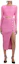 Order Self-Portrait FW22 Pink Knitted Midi Dress with Cutout Buttons and Slit. SWF333M02500