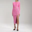 Lookbook Self-Portrait FW22 Pink Knitted Midi Dress with Cutout Buttons and Slit. SWF333M02500