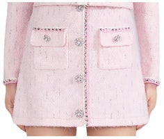Self-Portrait FW22 Pink Knitted Mini Button-Front Bodycon Skirt AW22-124S Self-Portrait FW22 Pink Knitted Mini Button-Front Bodycon Skirt AW22-124S