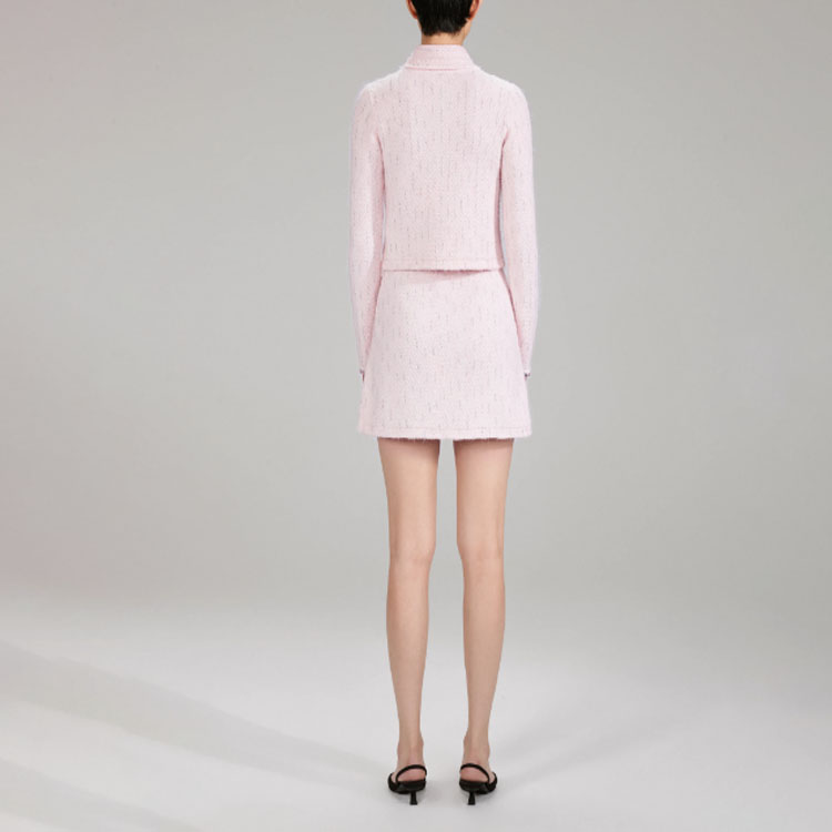 Shop Falda Corta Ajustada Rosa Tejida con Botones Self-Portrait FW22 AW22-124S