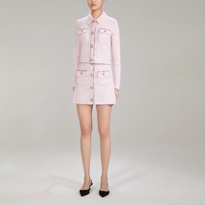 Falda Corta Ajustada Rosa Tejida con Botones Self-Portrait FW22 AW22-124S Purchase Falda Corta Ajustada Rosa Tejida con Botones Self-Portrait FW22 AW22-124S