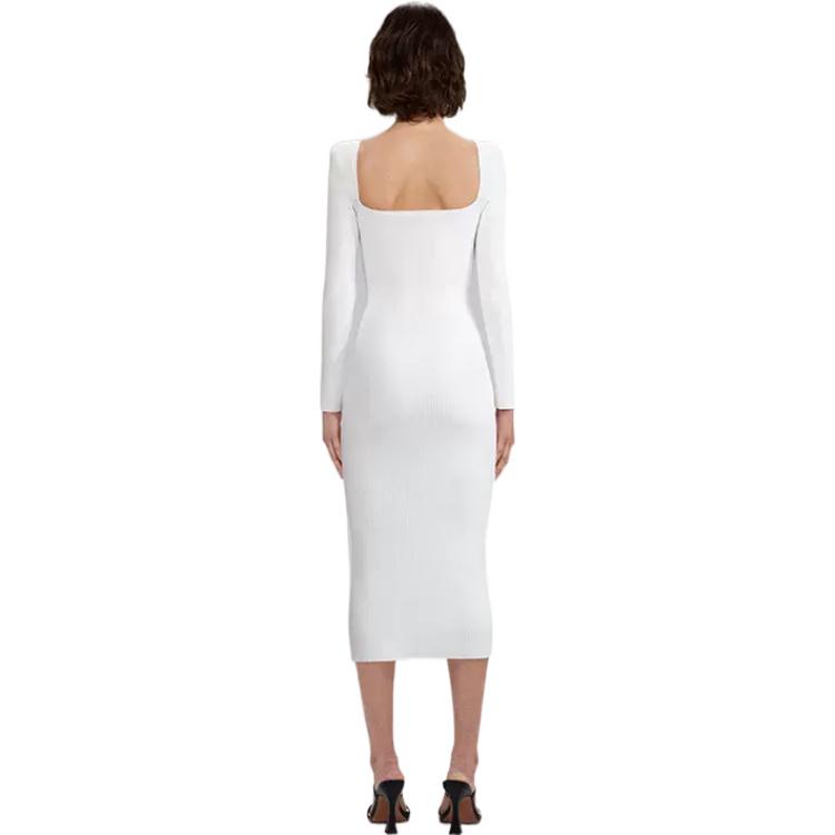 Self-Portrait FW22 Solid White Knit Long Sleeve Mid-Length Dress. SWF333M03200 圖 4