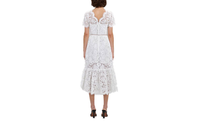 Self-Portrait FW22 White Lace V-Neck Short-Sleeve A-Line Dress PF22-041 圖 3