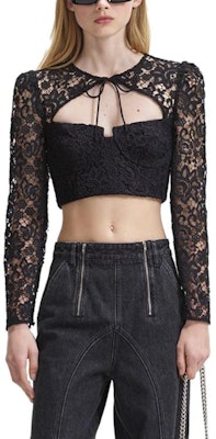 Self-Portrait 經典黑色蕾絲綁帶緊身上衣 SWF344C02200 Lookbook Self-Portrait 經典黑色蕾絲綁帶緊身上衣 SWF344C02200