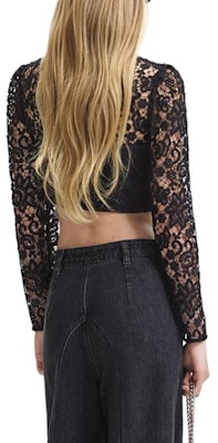 Self-Portrait 經典黑色蕾絲綁帶緊身上衣 SWF344C02200 Shop Self-Portrait 經典黑色蕾絲綁帶緊身上衣 SWF344C02200