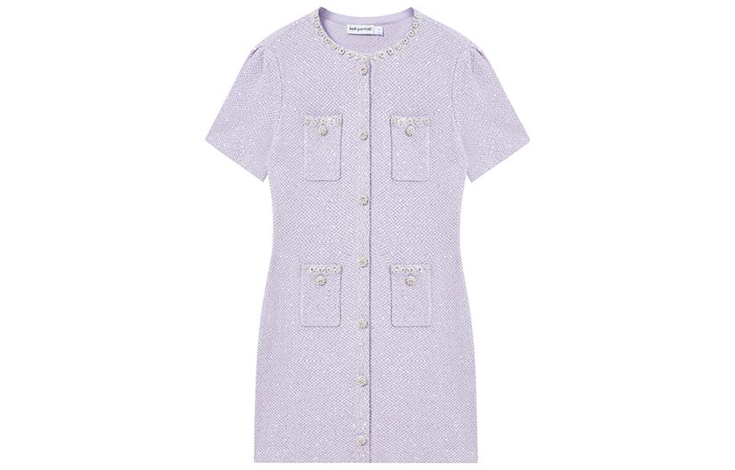 Self-Portrait Lilac Purple Knit Button-Up Short Sleeve Dress SWF343M00400 圖 2