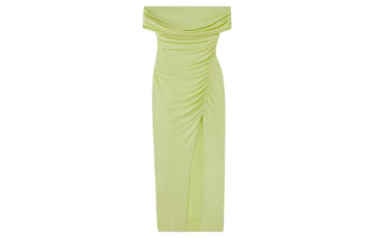 Shop Self-Portrait 綠色無袖露肩長洋裝。 SWF342Y11000