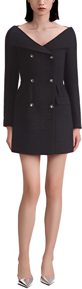 self-portrait-pf-23-black-classic-slim-fit-v-neck-off-shoulder-long-sleeve-dress-swf-343-y10500911