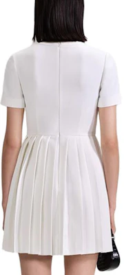 Self-Portrait Pleated Lace Bow-Tie Short Sleeve Dress in Pure White SWF343Y02600 Shop Self-Portrait Pleated Lace Bow-Tie Short Sleeve Dress in Pure White SWF343Y02600