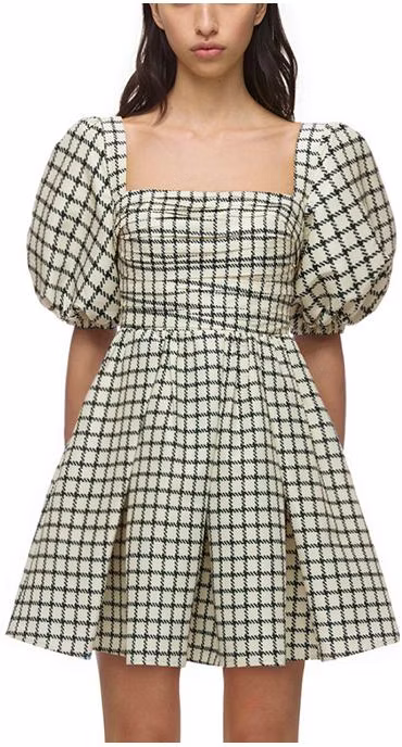 self-portrait-puff-sleeve-plaid-taffeta-a-line-dress-beige-swf-323-y05900