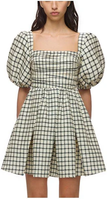 Self-Portrait Puff Sleeve Plaid Taffeta A-Line Dress Beige. SWF323Y05900 Buy Self-Portrait Puff Sleeve Plaid Taffeta A-Line Dress Beige. SWF323Y05900