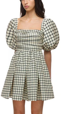 Self-Portrait Puff Sleeve Plaid Taffeta A-Line Dress Beige. SWF323Y05900 Shop Self-Portrait Puff Sleeve Plaid Taffeta A-Line Dress Beige. SWF323Y05900