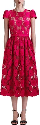 Self-Portrait 紅色蕾絲短袖圓領中長洋裝 優雅風格 SWF343Y05200 Lookbook Self-Portrait 紅色蕾絲短袖圓領中長洋裝 優雅風格 SWF343Y05200