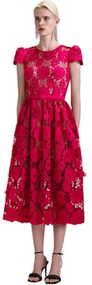 Self-Portrait 紅色蕾絲短袖圓領中長洋裝 優雅風格 SWF343Y05200 Shop Self-Portrait 紅色蕾絲短袖圓領中長洋裝 優雅風格 SWF343Y05200