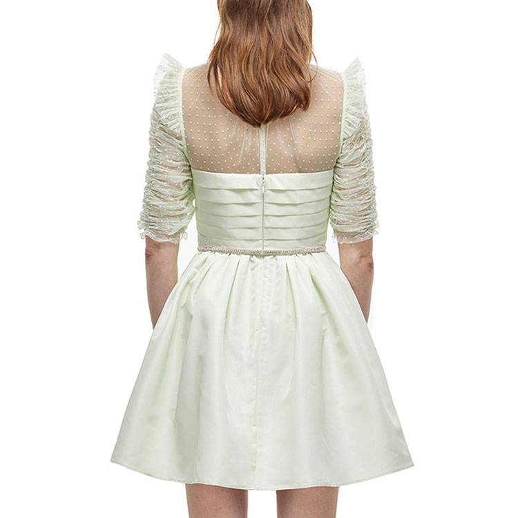 Self-Portrait Sheer Ruffle Detail Short Sleeve Dress Light Green AW21096JDE 圖 6
