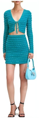 Falda Mini Ajustada de Color Sólido Verde Self-Portrait SWF342M07100 Order Falda Mini Ajustada de Color Sólido Verde Self-Portrait SWF342M07100