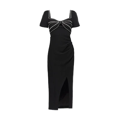 Self-Portrait Slim Fit Solid Square Neck Maxi Dress - Black PF23007MBBLACK