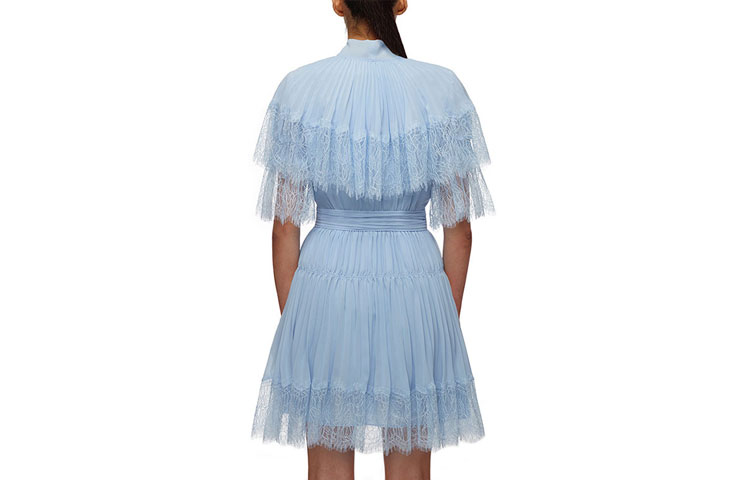 Self-Portrait SS21 Chiffon Tie Short Sleeve A-Line Dress Blue SWF321Y03300-491172 圖 3