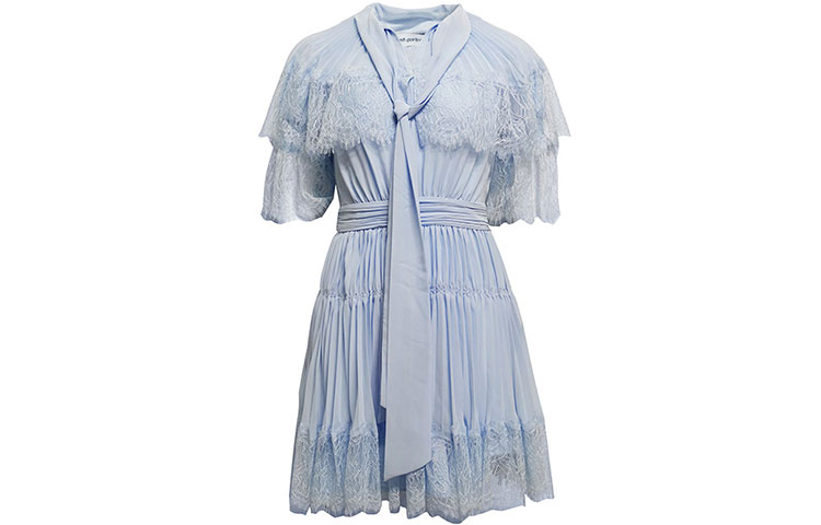 Self-Portrait SS21 Chiffon Tie Short Sleeve A-Line Dress Blue SWF321Y03300-491172 圖 4