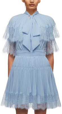 Self-Portrait SS21 Chiffon Tie Short Sleeve A-Line Dress Blue SWF321Y03300-491172 Purchase Self-Portrait SS21 Chiffon Tie Short Sleeve A-Line Dress Blue SWF321Y03300-491172
