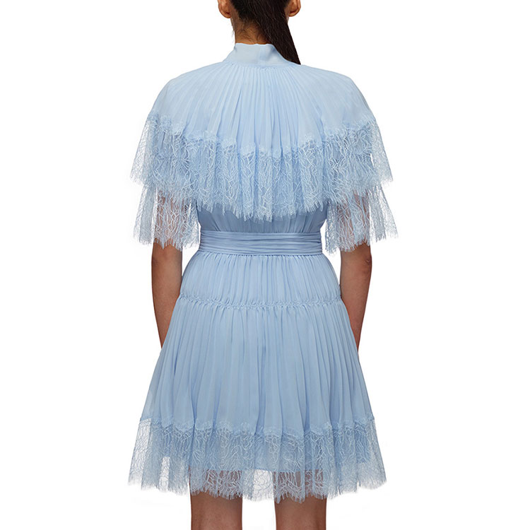 Self-Portrait SS21 Chiffon Tie Short Sleeve A-Line Dress Blue SWF321Y03300-491172 圖 6