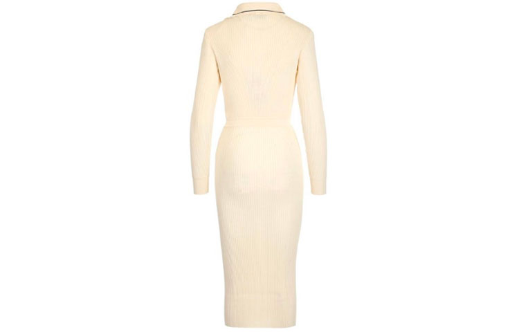 Self-Portrait SS22 Beige Long-Sleeve Collared Solid Color Dress SS22-144IVORY 圖 3