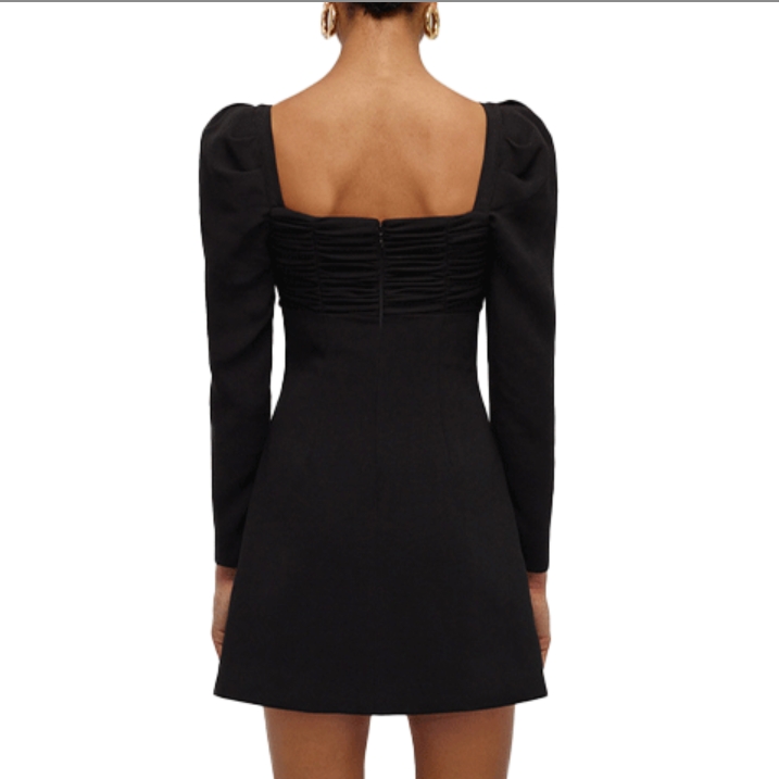 Self-Portrait SS22 Black Square Neck Rhinestone Long Sleeve Dress Gift Idea SWF331Y02700 圖 3