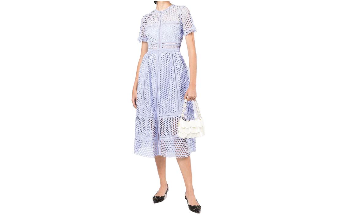 Order Self-Portrait SS22 藍色短袖圓領連衣裙 SS22044MLLILAC