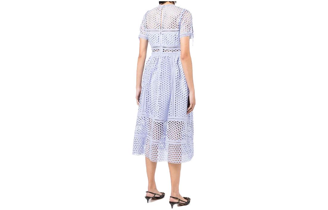 Lookbook Self-Portrait SS22 藍色短袖圓領連衣裙 SS22044MLLILAC