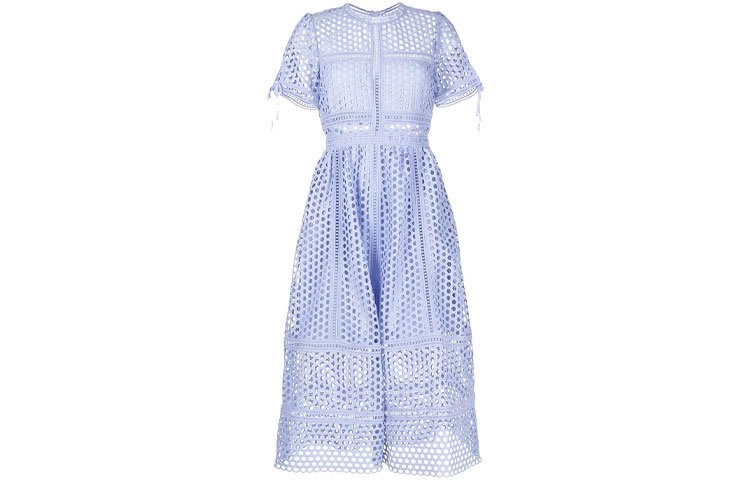 Shop Self-Portrait SS22 藍色短袖圓領連衣裙 SS22044MLLILAC