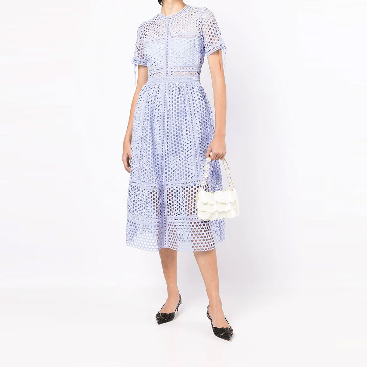 Purchase Self-Portrait SS22 藍色短袖圓領連衣裙 SS22044MLLILAC