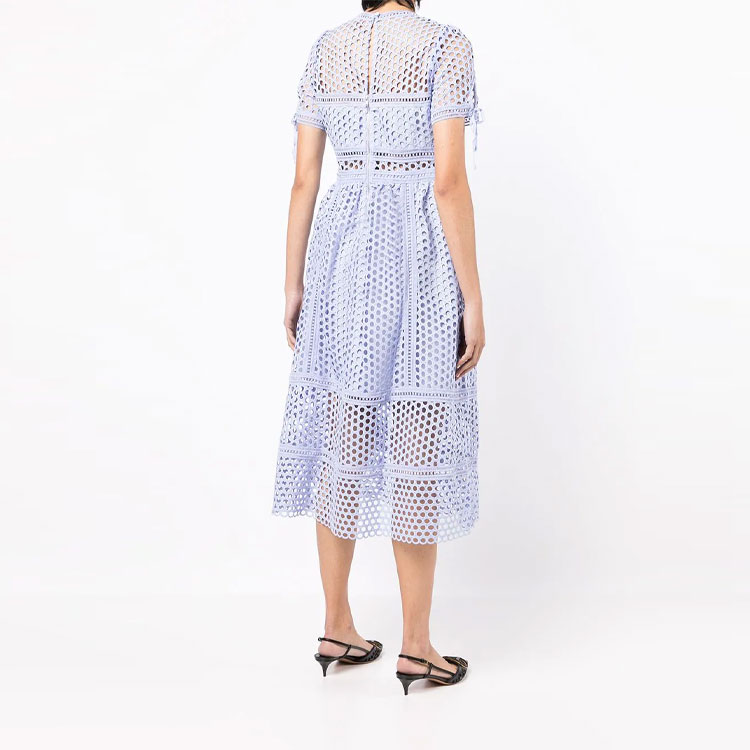 Details for Self-Portrait SS22 藍色短袖圓領連衣裙 SS22044MLLILAC