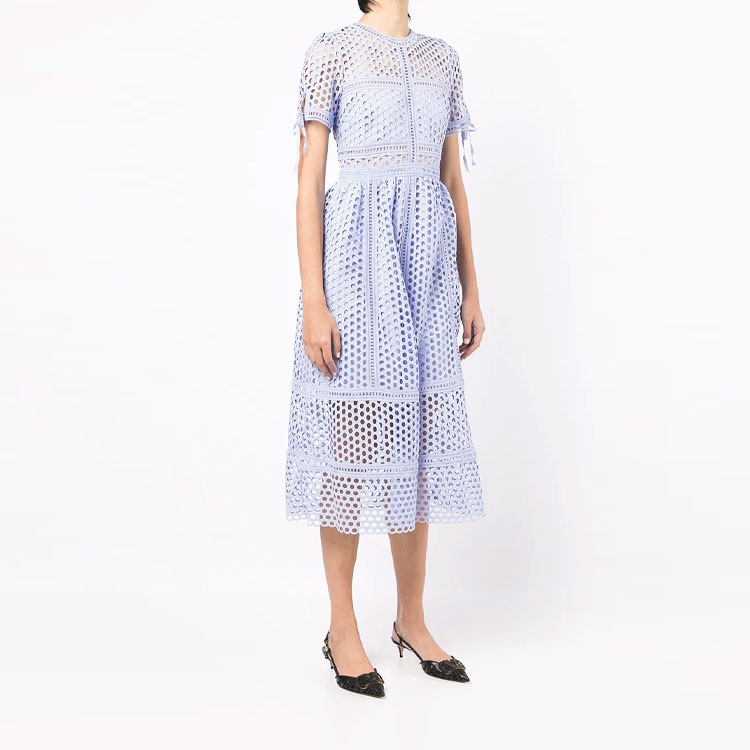 Sizing Self-Portrait SS22 藍色短袖圓領連衣裙 SS22044MLLILAC