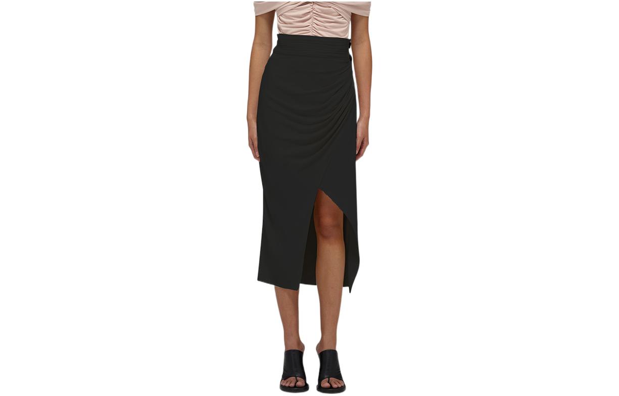 Self-Portrait SS22 Classic Black High-Slit Casual Maxi Skirt. SWF332Q01100