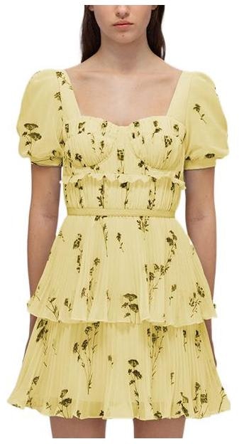 self-portrait-ss-22-floral-chiffon-french-short-sleeve-dress-yellow-swf-332-y16900