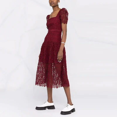 Self-Portrait Vestido Encaje Floral Manga Corta Hada Morado SS22 RS22129GUIPURE Sizing Self-Portrait Vestido Encaje Floral Manga Corta Hada Morado SS22 RS22129GUIPURE