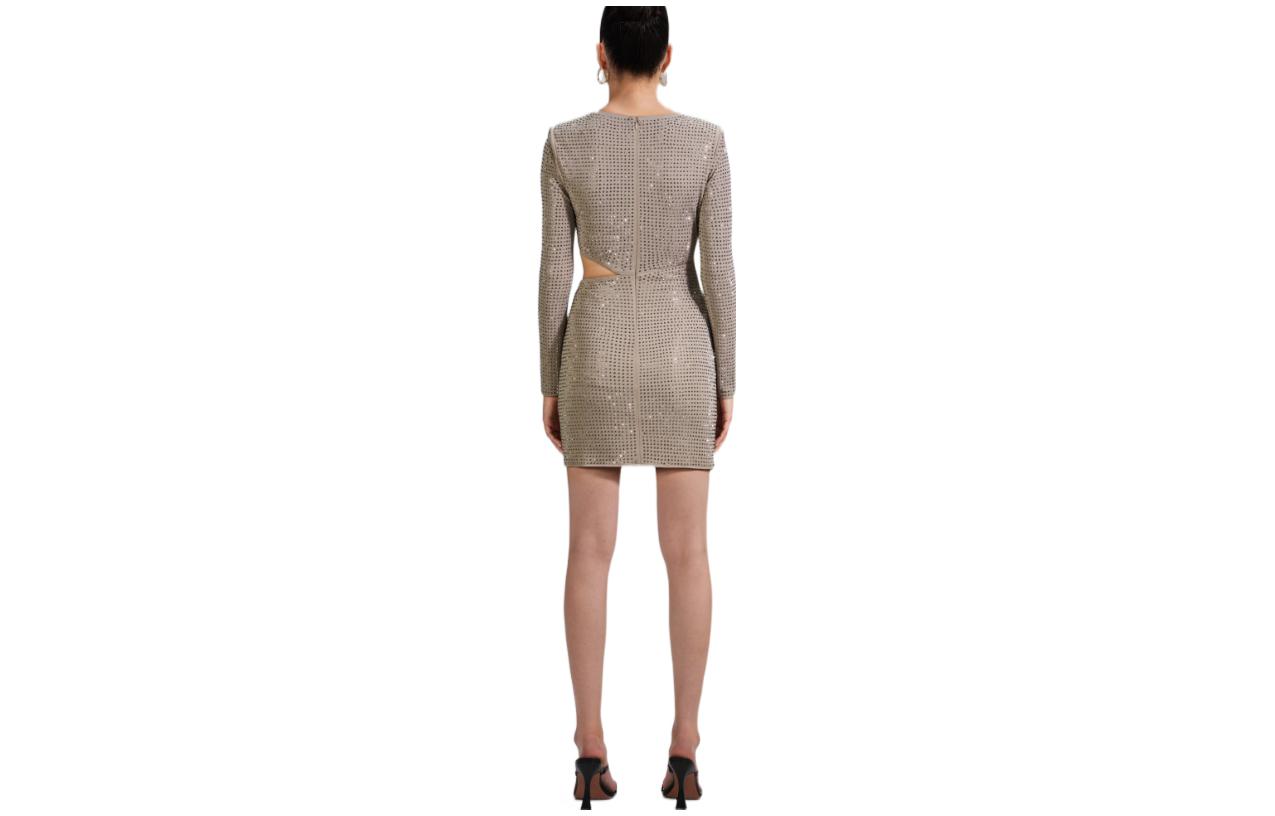 Self-Portrait SS22 Grey Crystal Waist Cut-Out Long-Sleeve Galaxy Dress RS23-057S 圖 3
