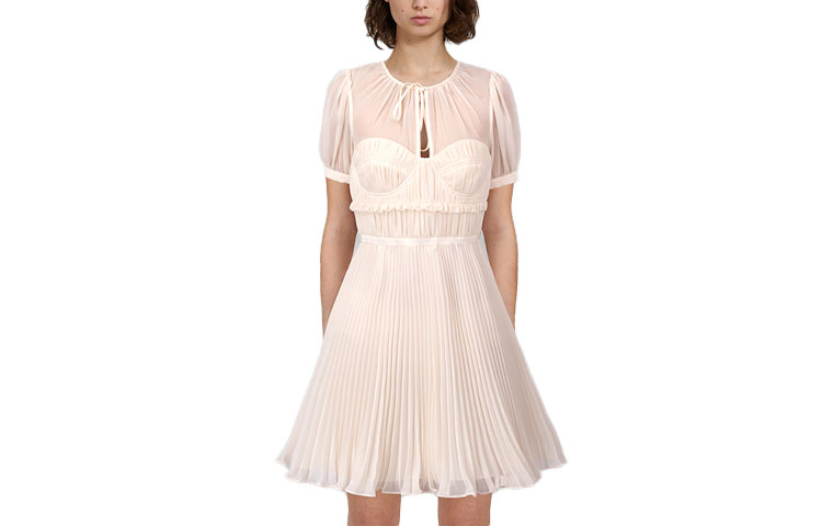 Self-Portrait SS22 Ivory Chiffon Ruched Short Sleeve Dress. SWF334Y18800 圖 2